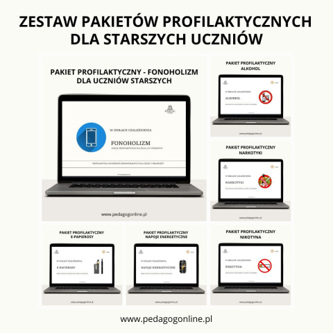 Zestaw pakietów profilaktycznych dla starszych uczniów - 19 pakietów Zestaw pakietów profilaktycznych dla starszych uczniów - 19 pakietów