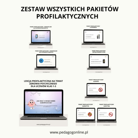 Zestaw wszystkich pakietów profilaktycznych - 29 pakietów + Prawo oświatowe w pigułce Zestaw wszystkich pakietów profilaktycznych - 29 pakietów + Prawo oświatowe w pigułce